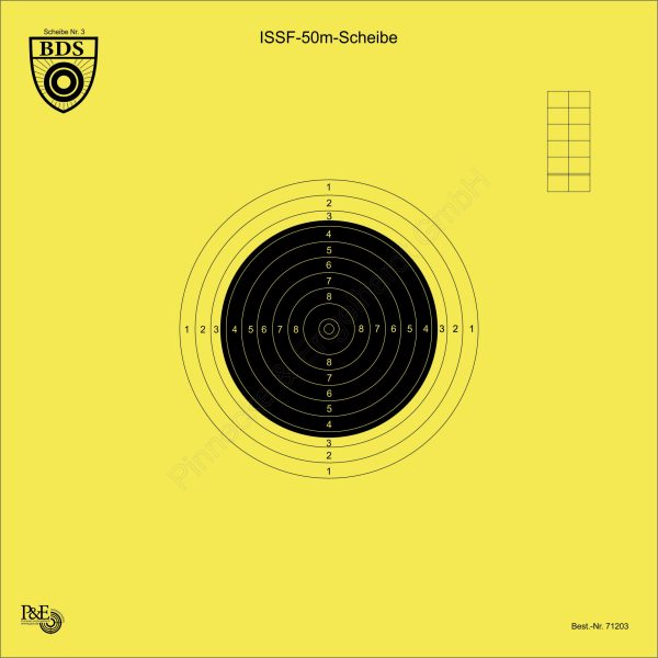 BDS-Scheibe Nr. 3. ISSF/BDS-ZF-Scheibe 50 m. DSU-Scheibe KK International