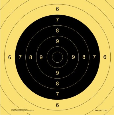 Spiegel zur BDS Scheibe Nr. 5. Pistole 25/50 m. ISSF. KK 100 m. DSU UIT Präzision, fortlaufend nummeriert